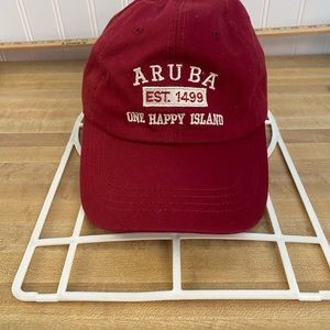 Preowned Men’s “ Aruba” One Happy Island Hat/Cap. Red Adjustable.